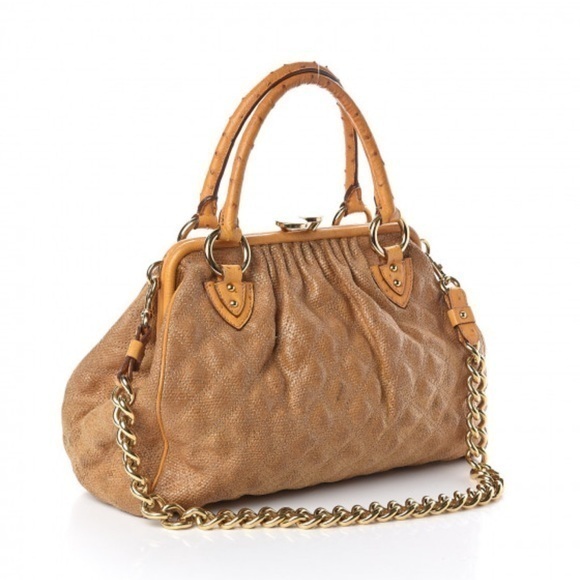 Vintage Marc Jacobs coated jute quilted ostrich trim bag Stam yellow